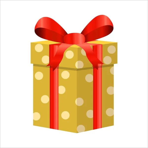 Χριστουγεννιάτικο Δώρο Διανυσματικό Σχεδιασμό Λευκό Φόντο Στρογγυλό Κουτί Δώρου Κίτρινο — Διανυσματικό Αρχείο