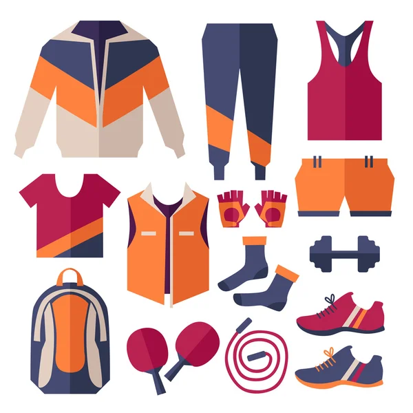 Conjunto de artigos de vestuário desportivo —  Vetores de Stock