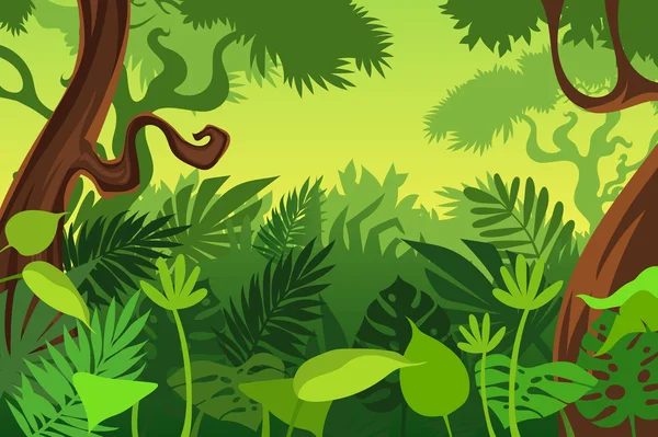 Dibujos animados fondo selva — Vector de stock