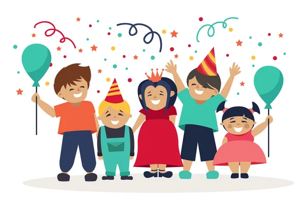 Niños. celebración. cumpleaños . — Vector de stock