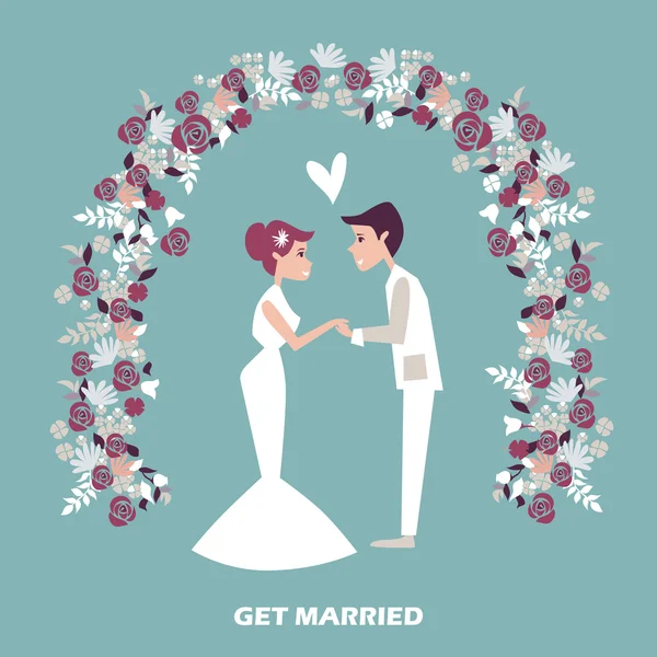 Svatební přání. Novomanželé. — Stockový vektor