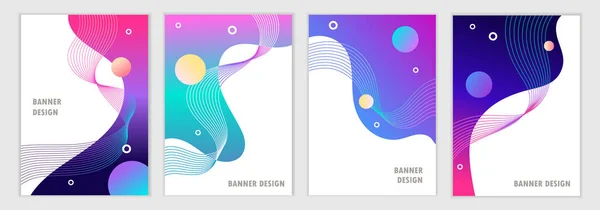 Set Modelli Colorati Moderni Con Gradiente Banner Carte Manifesti Brochure — Vettoriale Stock