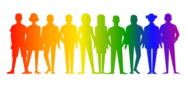 Crowd Gradient Rainbow Lgbt Colors Vector Illustration Meeting Protest Silhouette Royalty Free Stock Vectors