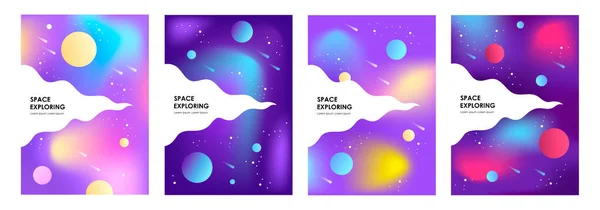 Set Abstract Space Banners Planets Universe Galaxy Templates Covers Posters Vector Graphics