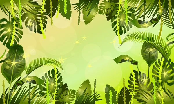 Plants of jungle  background — Stock Vector