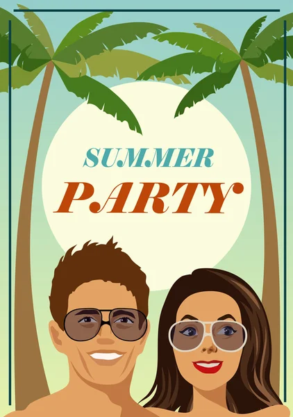 Afiche fiesta verano — Vector de stock