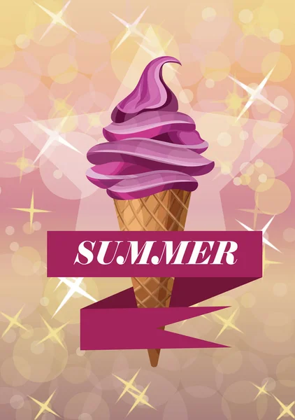 아이스크림 여름 포스터 — 스톡 벡터
