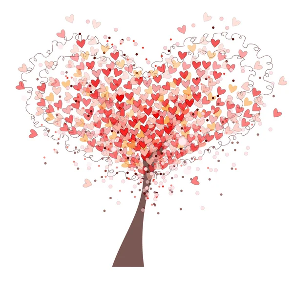 Cartão de Valentim com árvore de coração — Vetor de Stock