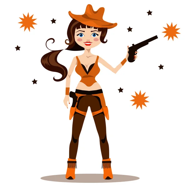 Mooi meisje cowboy — Stockvector