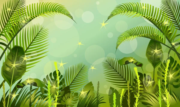 녹색 밀림의 배경 — 스톡 벡터