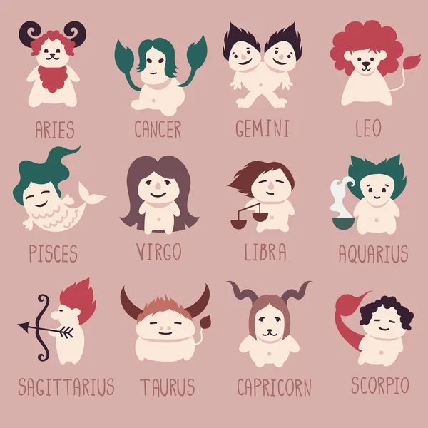 Set  of  cartoon  signs  of the zodiac. — Stock Vector