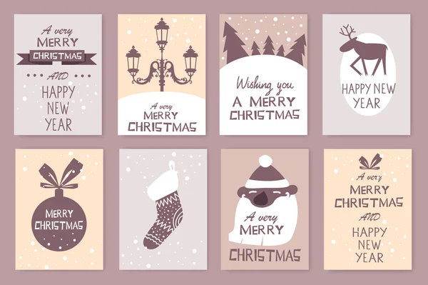 Set of Christmas and New Year's cards. — Stock Vector