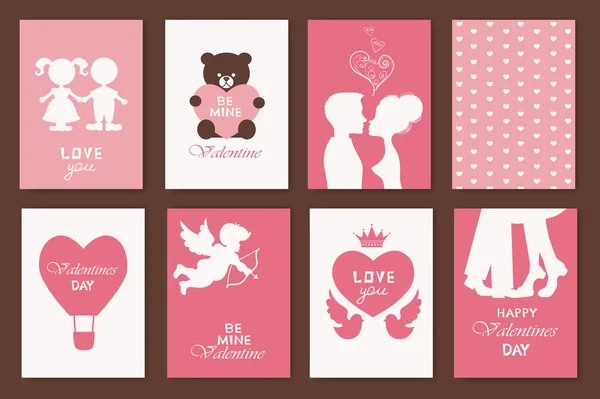 Set wenskaarten voor Valentijnsdag. — Stockvector