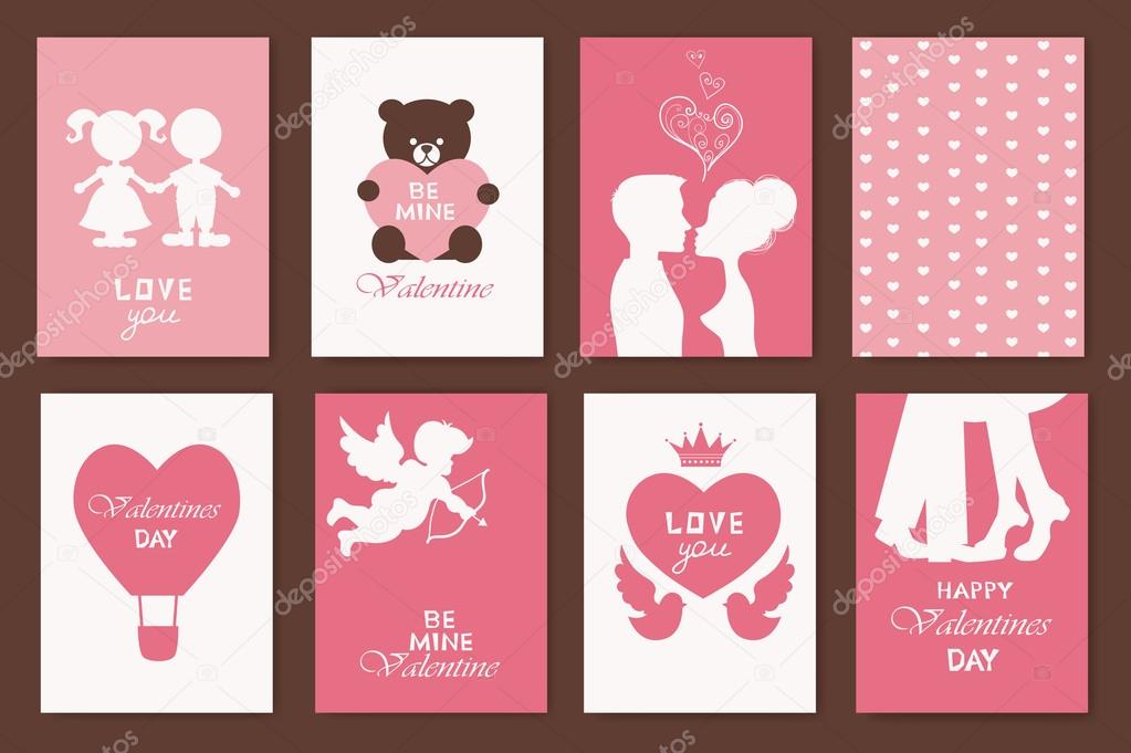 set of greeting cards for Valentine's Day.