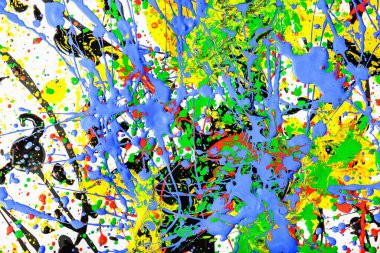 Soyut ifade renkli sıçrama arkaplanı. Renkleri karıştır. parlak suluboya arkaplan çizimi. Damlatma tekniği. Mavi ve siyah ve beyaz ve kırmızı ve sarı ve yeşil ve turuncu.