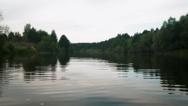 Rio no verão. reflexão de árvores na água. panorama da água. Verão paisagem fluvial. — Vídeo de Stock
