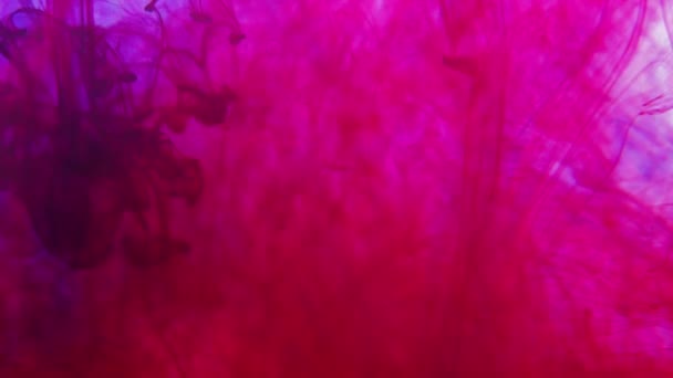 蓝色和红色颜料油墨滴在水中的慢动作视频与复制空间 墨水云在水下旋转 — 图库视频影像
