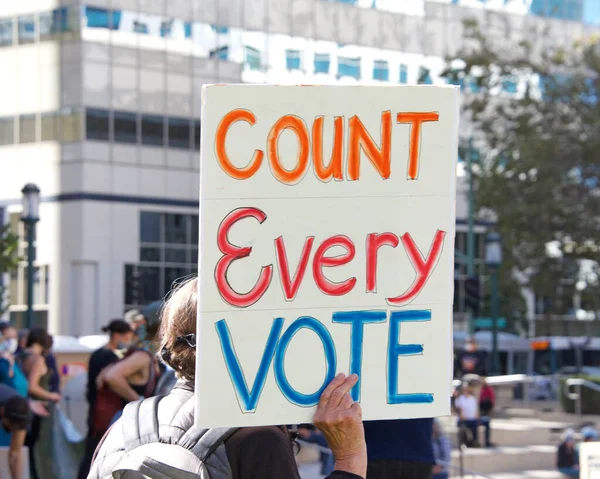 Oakland Nov 2020 Unbekannte Teilnehmer Der Verteidigen Den Vote Kundgebung — Stockfoto