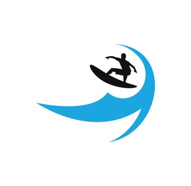 Sörf silueti karakter tasarımı illüstrasyon vektörü biçimi, tasarım ihtiyaçlarınız, logonuz, illüstrasyonunuz, animasyonunuz vs. için uygun.