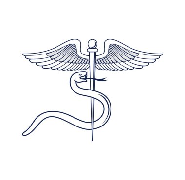 Tıbbi caduceus sembolü tasarım illüstrasyon vektörü biçimi, tasarım ihtiyaçlarınız, logonuz, illüstrasyonunuz, animasyonunuz vs. için uygundur.