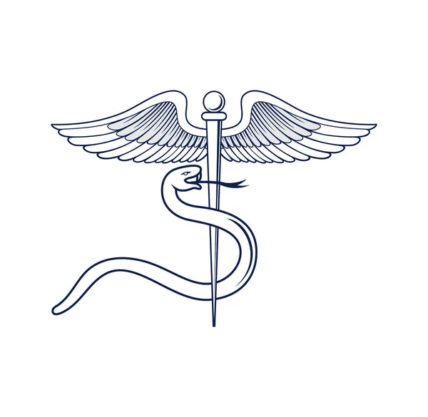 Medische Caduceus Symbool Ontwerp Illustratie Vector Eps Formaat Geschikt Voor — Stockvector