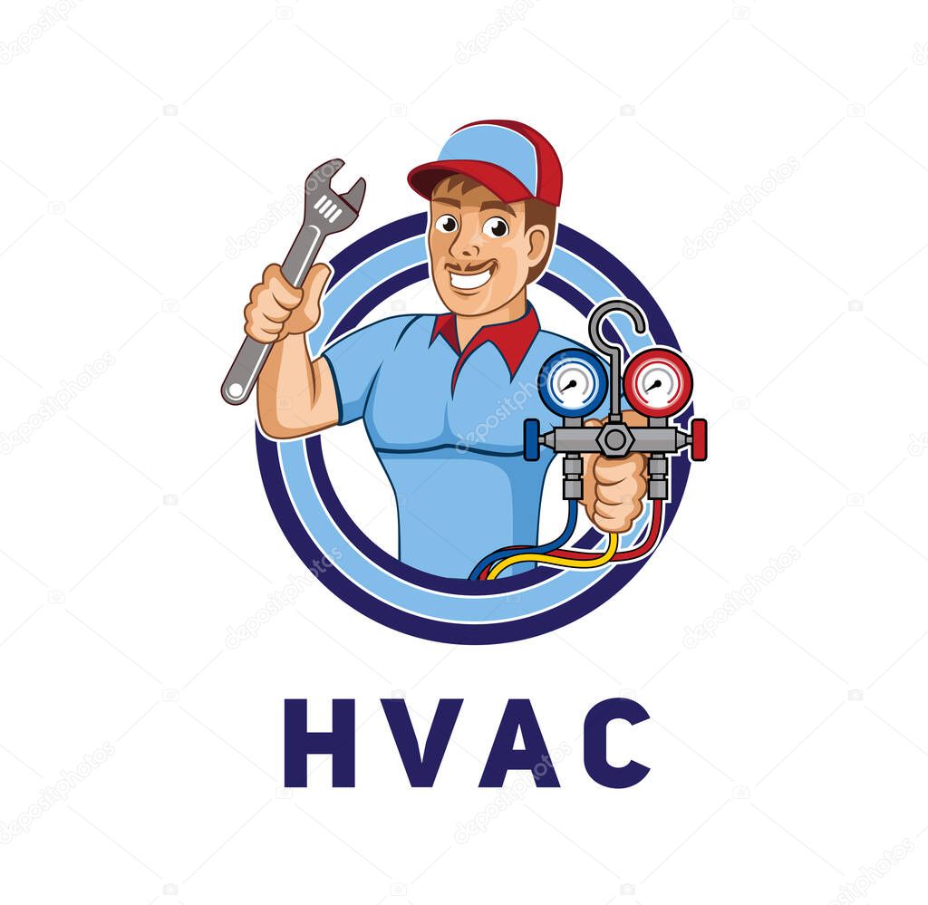 HVAC character logo design illustration vector eps format , suitable for your design needs, logo, illustration, animation, etc.