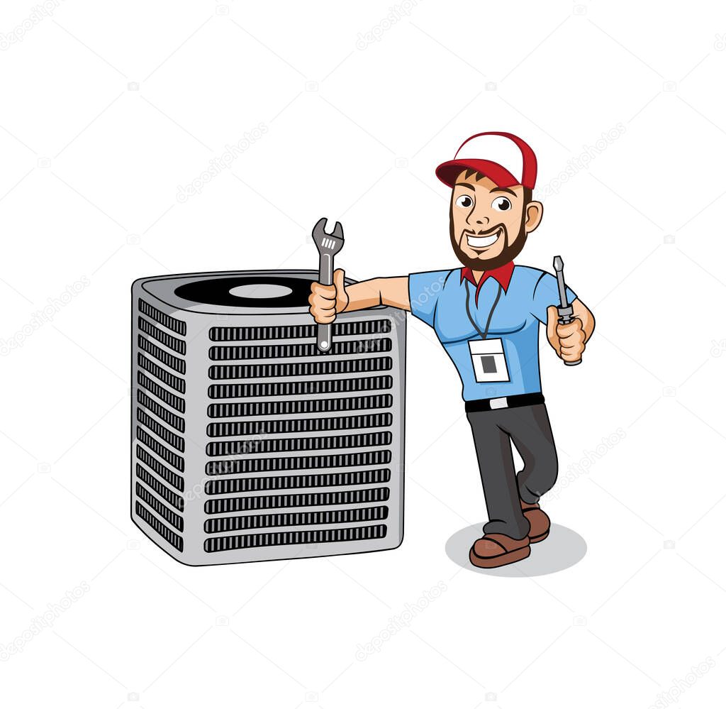 HVAC service cartoon character design illustration vector eps format , suitable for your design needs, logo, illustration, animation, etc.