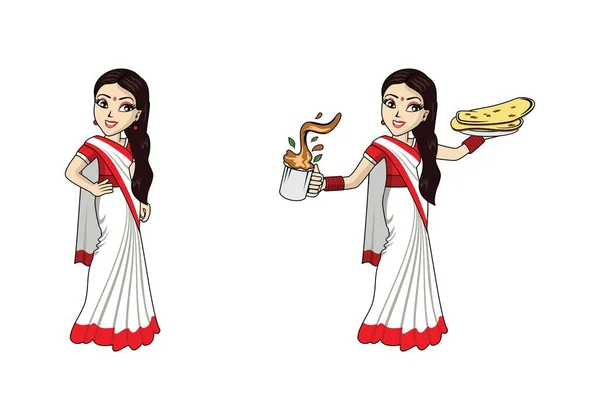 Krásné Indické Ženy Charakter Design Ilustrační Vektor Eps Formát Vhodný — Stockový vektor