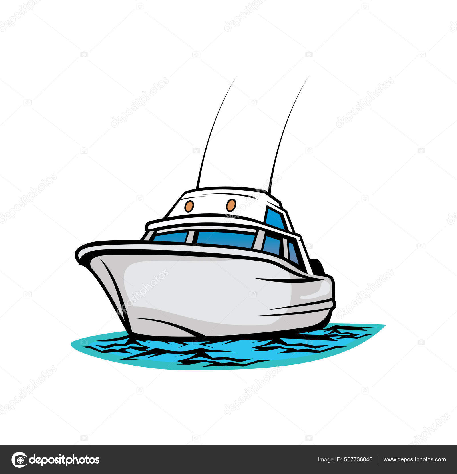 Vetor do Stock: Speed boat line drawing vector and illustration for color