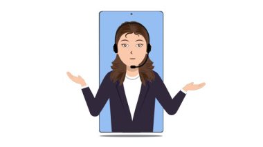 Akıllı Telefon Kadın Müşteri Desteği Animasyon Video 4K Proje ihtiyaçlarınız için uygun