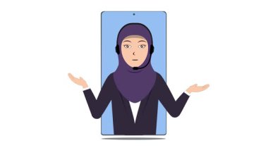 Müslüman Kadın Müşteri Desteği ile Akıllı Telefon Proje ihtiyaçlarınız için uygun 4K Canlandırma Videosu