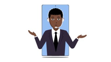 Siyah Adam Müşteri Desteği Animasyon Video 4K ile Akıllı Telefon Proje ihtiyaçlarınız için uygun