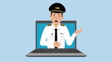 Projeniz için uygun olan Erkek Pilot Animasyon Video 4K ile Laptop Açılıyor