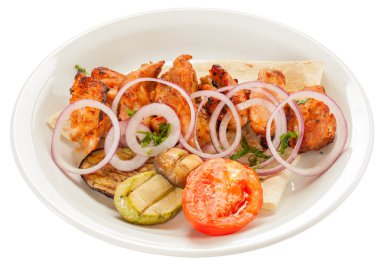 Kızarmış et, ızgara sebze