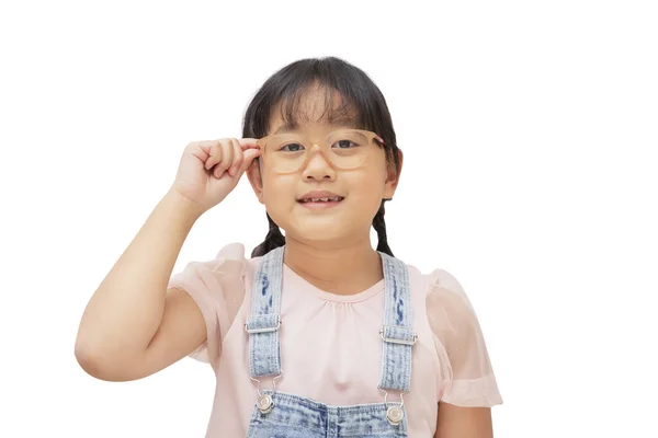 Happy Little Child Wear Glasses Smiling Fun Isolated White Background — Stock Photo, Image