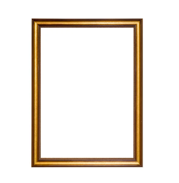 Oud Hout Antiek Gouden Frame Geïsoleerd Witte Ondergrond Bespaar Met — Stockfoto