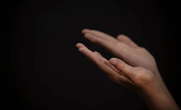 Main Femme Priant Vénérant Dieu Utilisant Les Mains Pour Prier — Photo