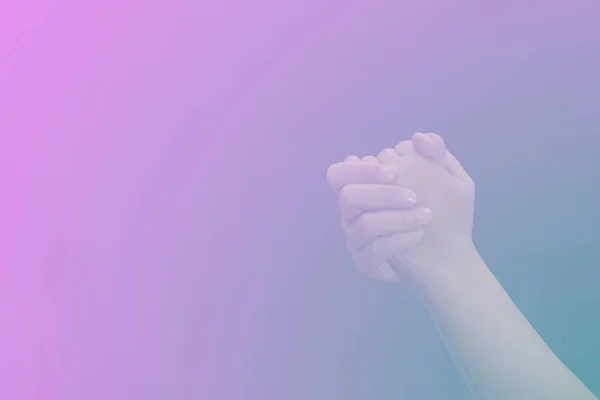 Woman Hand Praying Worship God Using Hands Pray Religious Beliefs — Stock Photo, Image