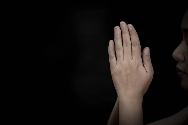 Рука Женщины Молится Поклоняется Богу Используя Руки Молиться Религиозных Верованиях — стоковое фото