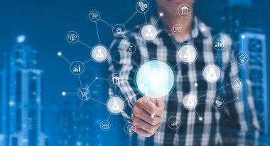 Bir medya ekranının ekran simgesi, İletişim ve pazarlama ile Teknoloji Süreç Sistemi İş Dünyası, Takım başarısı, İnsan Kaynakları, İş dünyası başarısı