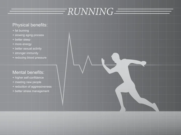 Correr infografía con silueta de hombre — Archivo Imágenes Vectoriales