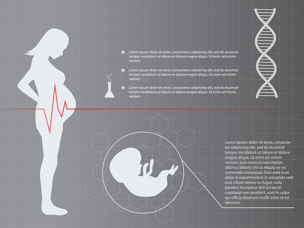 Schwangere Frau infografische Elemente Hintergrund — Stockvektor