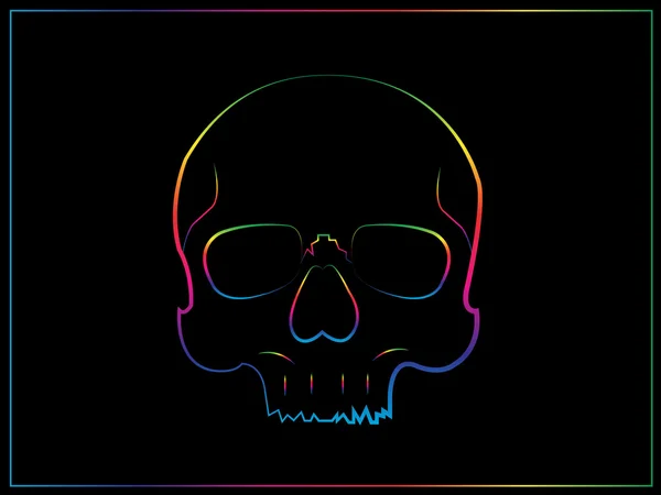 Cráneo de arco iris colorido moderno sobre fondo negro — Vector de stock