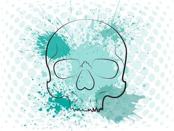 Abstrakte Totenkopf-geometrische Formen mit Aquarell-Splatter — Stockvektor