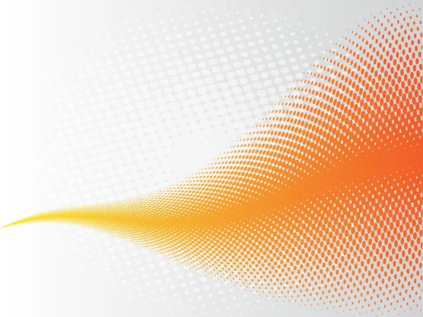 Onda de efecto semitono naranja abstracta sobre fondo plateado — Vector de stock