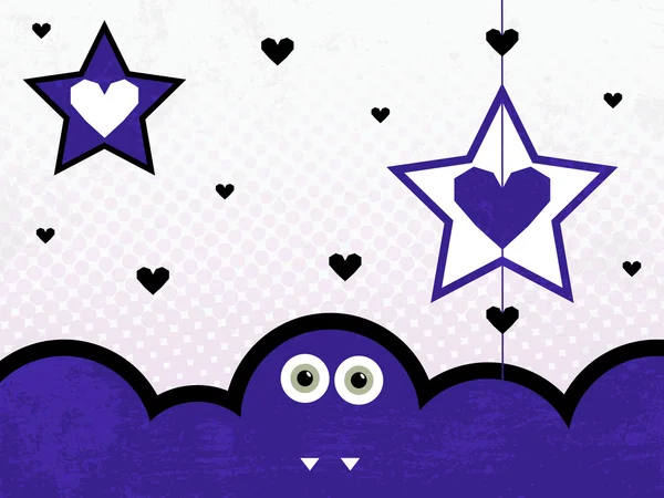 Roxo bonito monstro funky fundo — Vetor de Stock