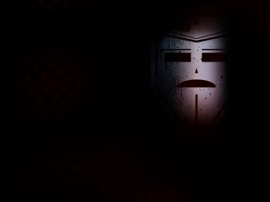 Korku metal maskesi siyah arka plan