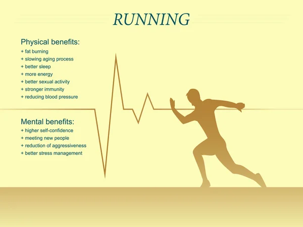 Hombre corriendo silueta fondo infografía — Archivo Imágenes Vectoriales