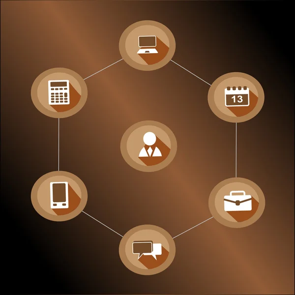 Esquema infográfico do fluxo de trabalho das empresas marrom — Vetor de Stock