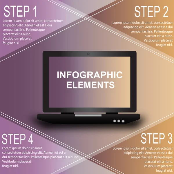 Pasos de infografías de negocios con laptop — Archivo Imágenes Vectoriales